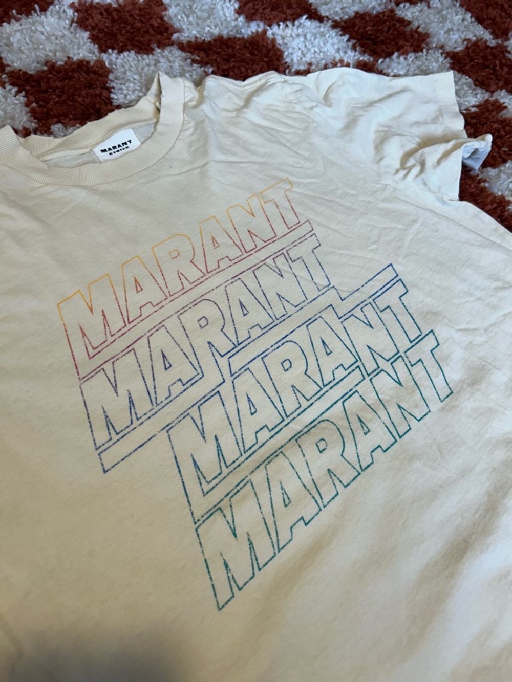 Isabel Marant Cream Hugo Logo Tee with Gradient Print size M - Picture 3 of 4